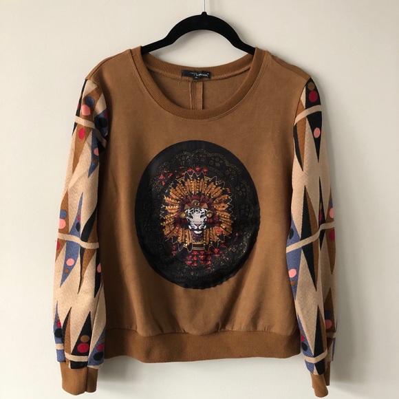 Brown Long Sleeve Faux Suede Top medium - Picture 3 of 8